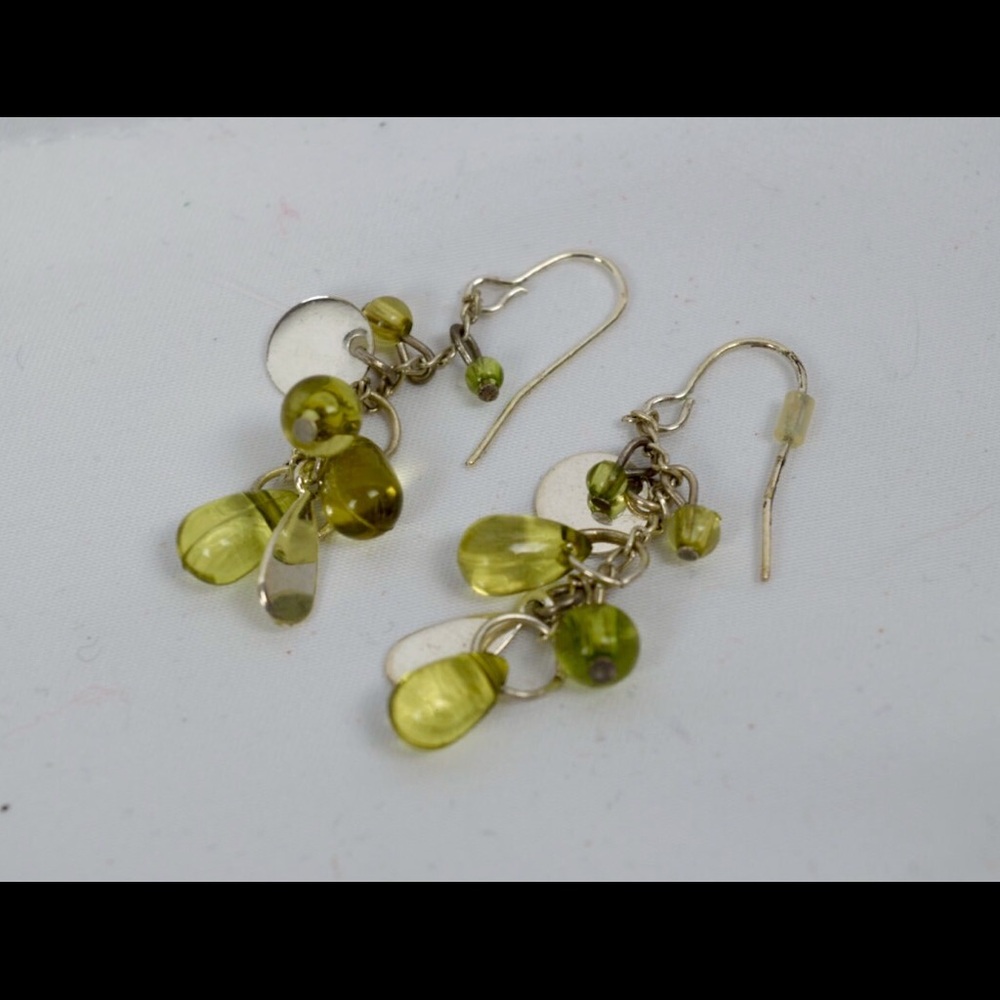 Green Teardrop Dangle Earrings Beaded Y2K Boho Fairy Whimsigoth Prom Homecoming